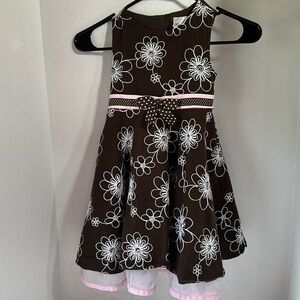 Rare editions brown and pink sleeveless floral dress size 5